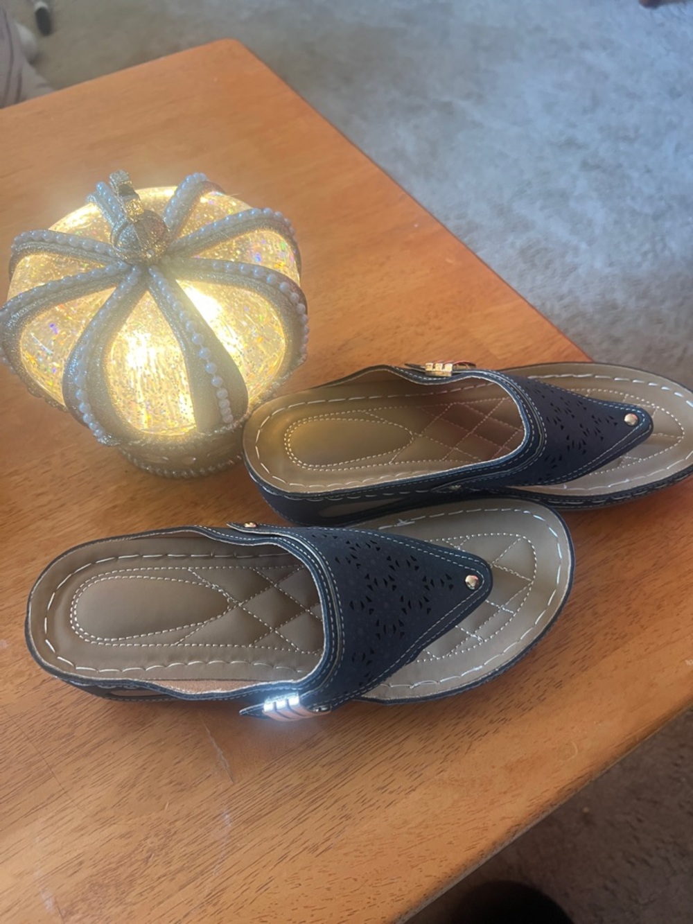 Comfort Slide Sandals for Women - Navy-grey